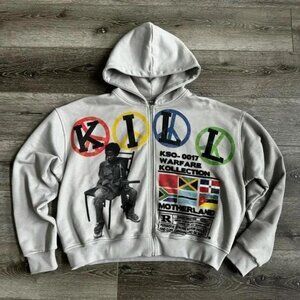 Yeezy Men's Grey and White Hoodies